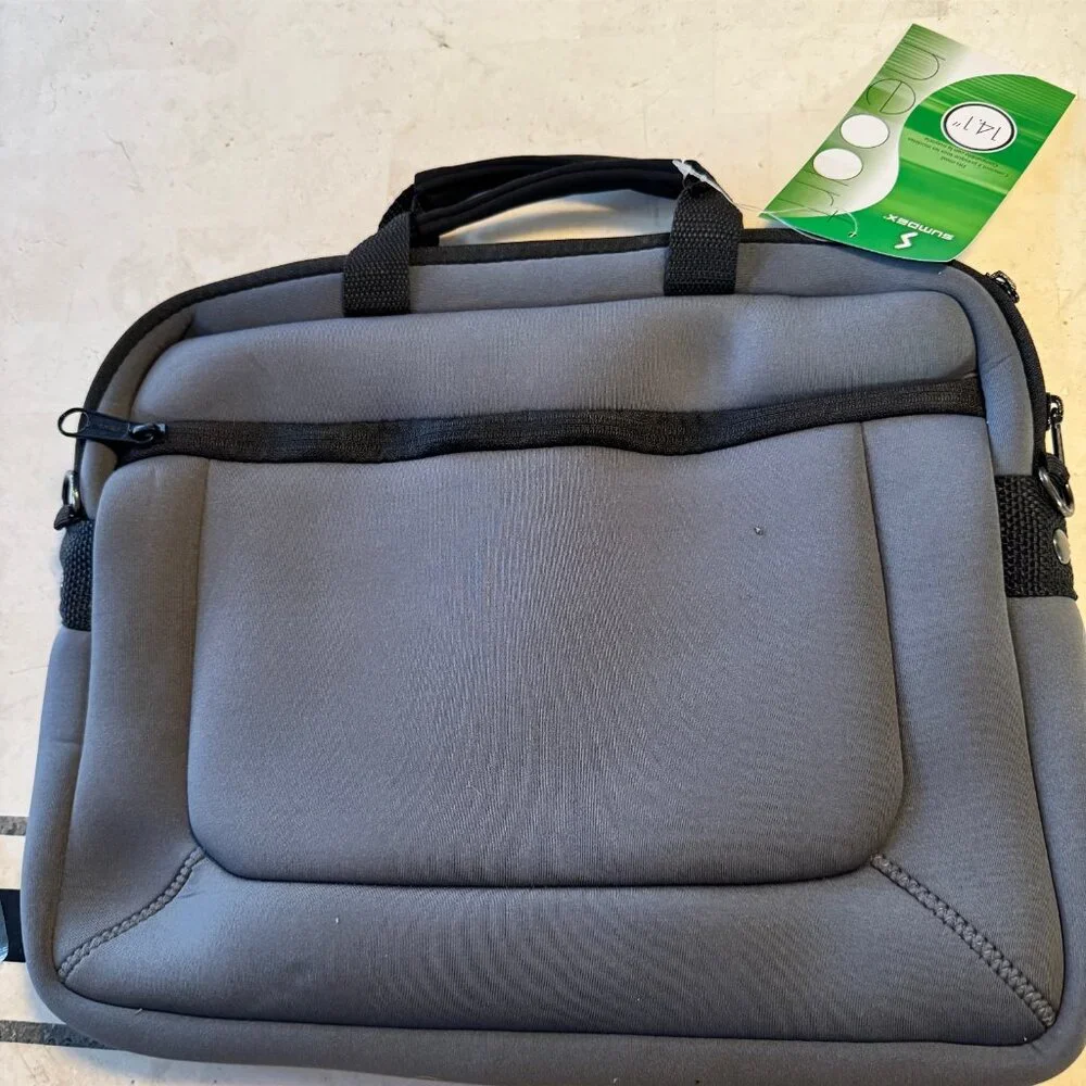 SUMDEX NeoArt Laptop Shoulder Bag Neoprene Slim Brief Gray fits 14.1 laptop NEW